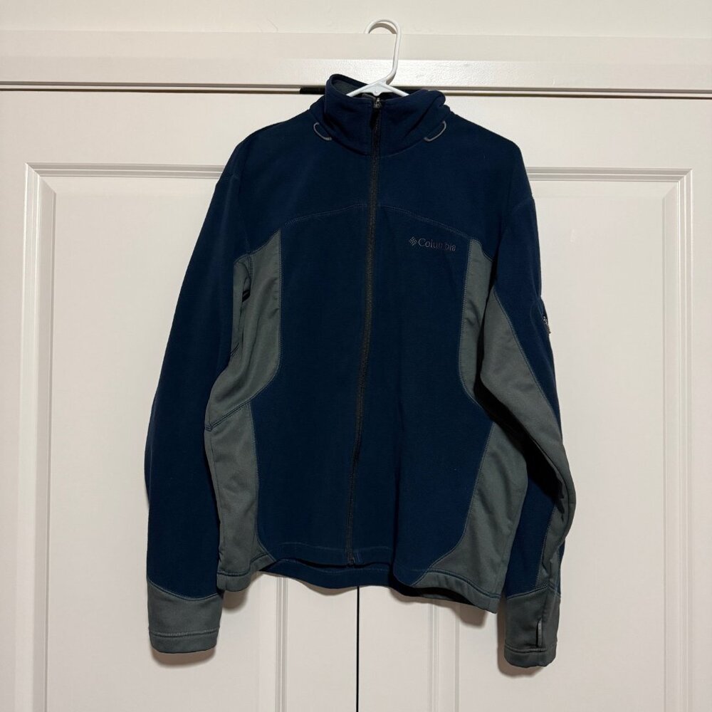Columbia Fleece Jacket, Blue and Gray, Men's Size Large